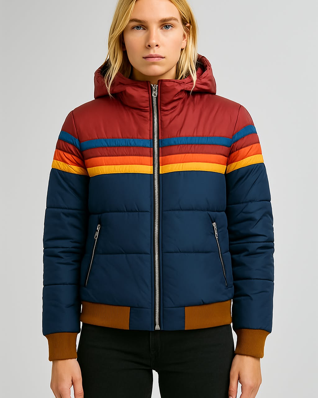 Aurora™ | Retro Rainbow Puffer Jacket