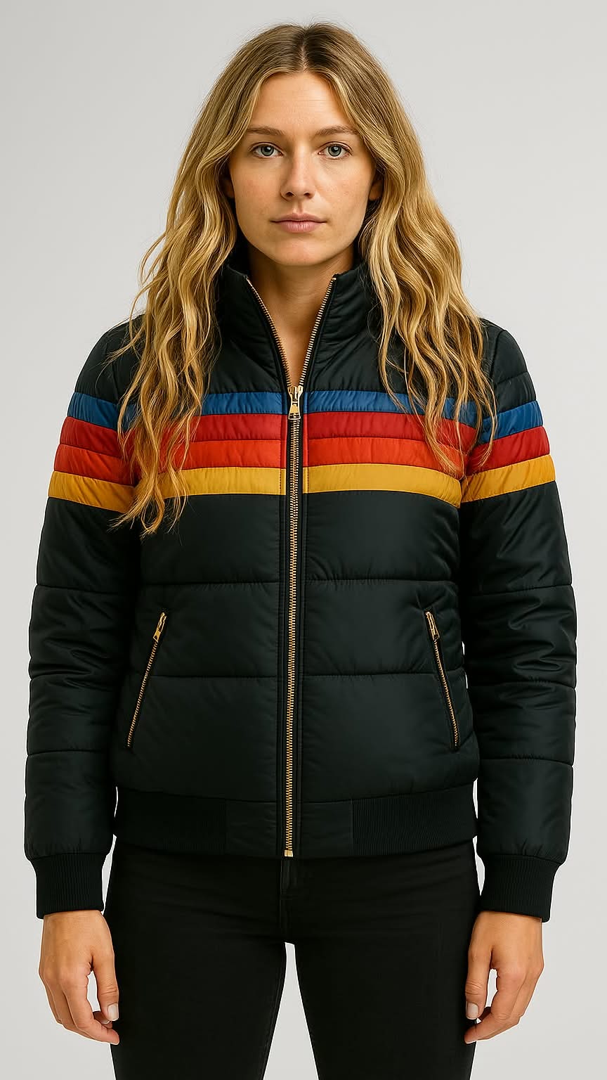 Aurora™ | Retro Rainbow Puffer Jacket