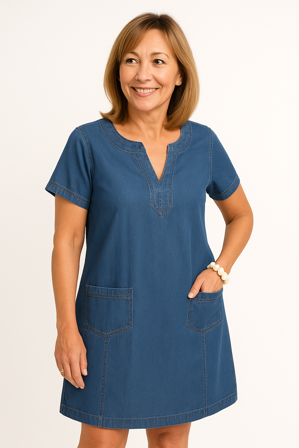 Ivory I Elegant Denim Dress
