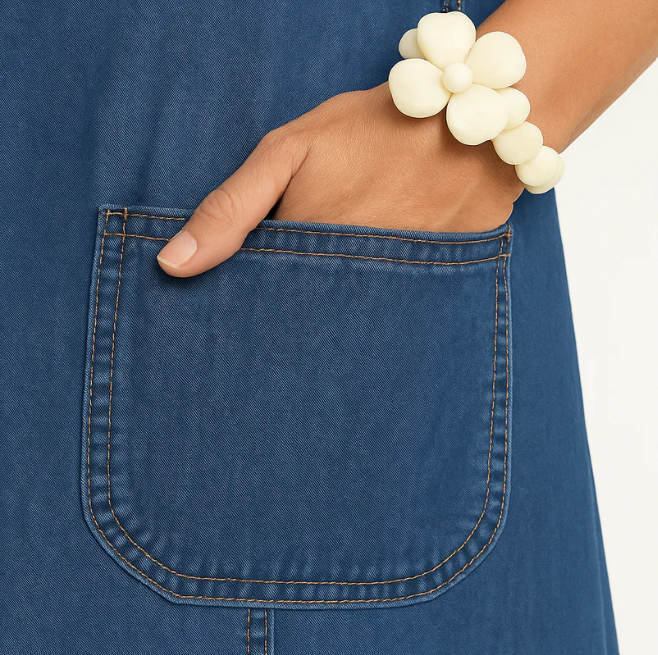 Ivory I Elegant Denim Dress