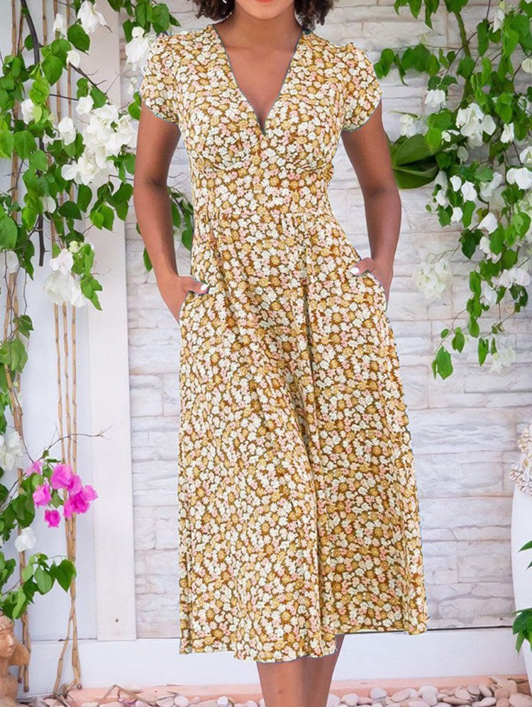 Ruby | Red Daisy Midi Dress
