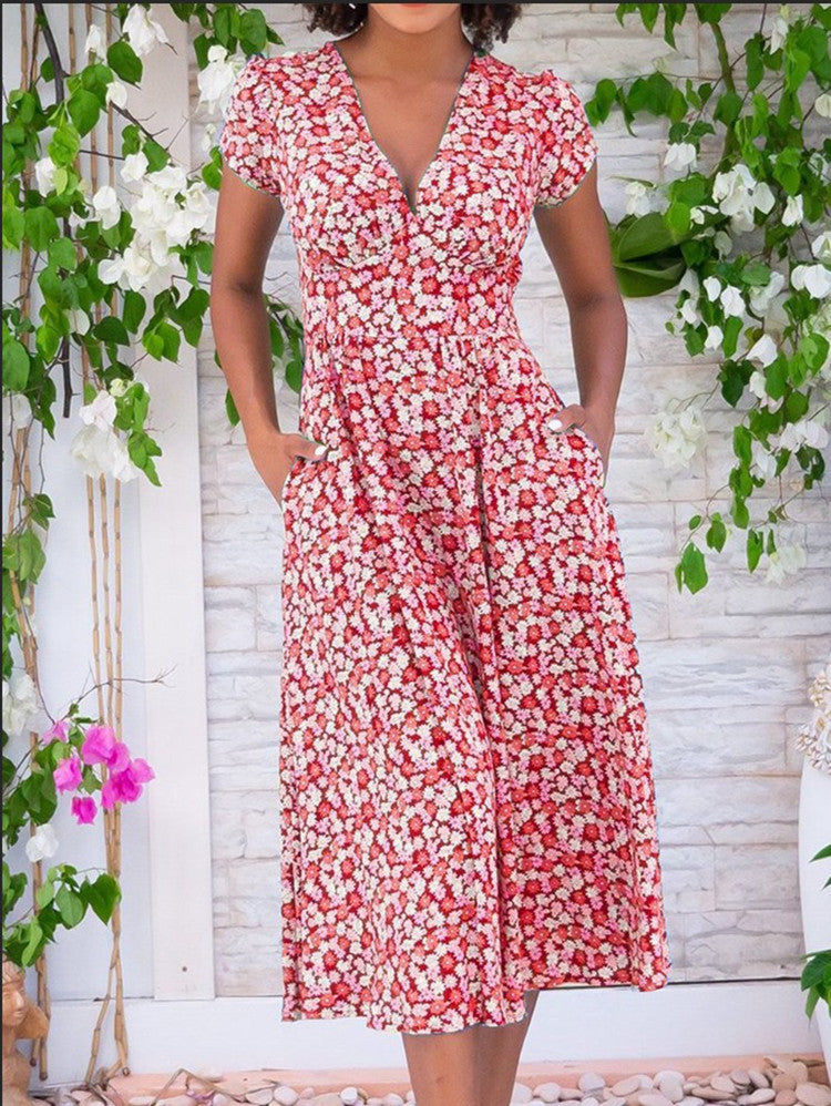Ruby | Red Daisy Midi Dress